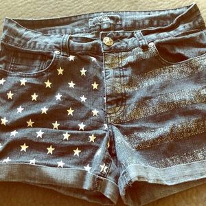 Cato brand dark jean/American Flag shorts